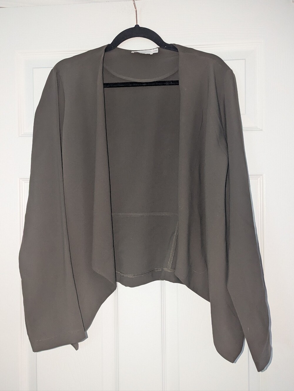 Lush Women’s XL Olive Open Front Drape Jacket Lightweight Cardigan Blazer